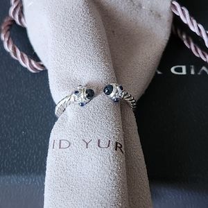 David Yurman 18k White Gold & Blue Sapphire Renaissance Ring